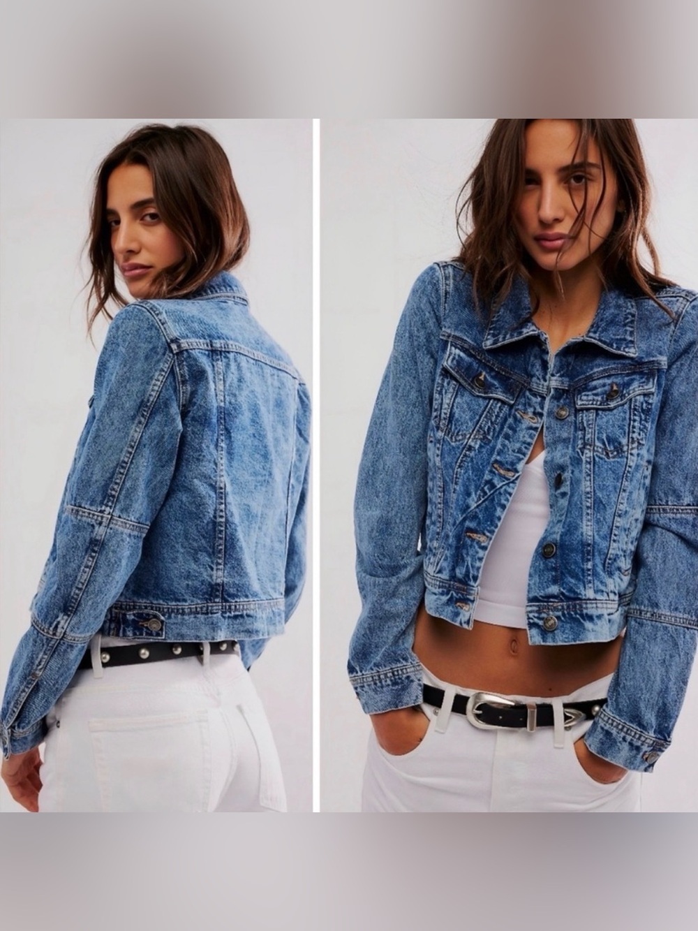 Free People We the Free Rumors Denim Trucker Jacket Boho Retro Y2K XS